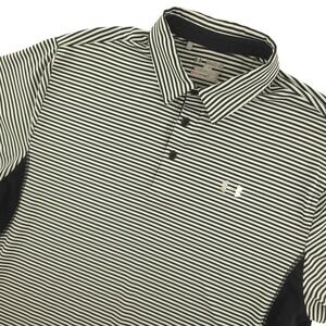 Under Armour HeatGear Polo‎ Shirt Mens 2XL Black Stripe Golf Performance Top